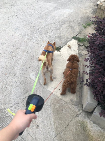3m Retractable Dog Leash For Small Dogs Reflective Dual Pet Leash Lead 360 Swivel No Tangle Double Dog Walking Leash With Lights