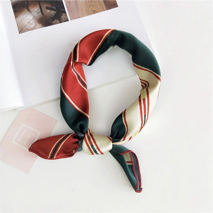 Square Scarf Hair Tie Band For Business Party Women Elegant Small Vintage Skinny Retro Head Neck Silk Satin Scarf Beauty World Shop