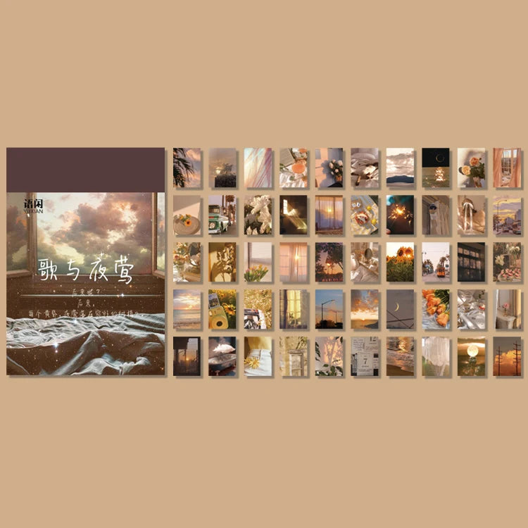 Yoofun 50 Sheets Natural Scenery&Art Paintings Stationery Stickers Book Aesthetic Landscape Cute Scrapbooking Planner Journaling Beauty World Shop