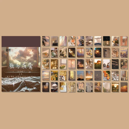 Yoofun 50 Sheets Natural Scenery&Art Paintings Stationery Stickers Book Aesthetic Landscape Cute Scrapbooking Planner Journaling Beauty World Shop