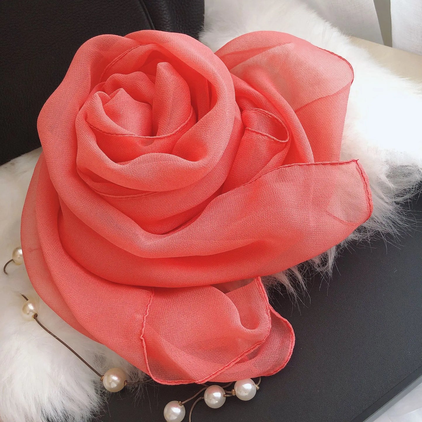 Fashion Four Seasons Women Plain Color Thin Soft Beach Thin Silky Georgette Scarf Shawls Long Wraps Beach Sunscreen Hijab Beauty World Shop