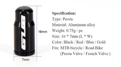 2pcs GUB Aluminum CNC Bicycle Tire Valve Cap MTB Road Bike Tube Tyre Gas Nozzle Cover for AV FV Schrader Presta Valve Dustproof Beauty World Shop