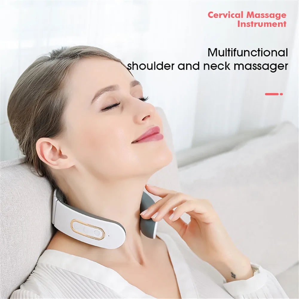 Electric Neck and Shoulder Pulse Massager 6 Mode 9 Levels Adjustable Cervical Vertebra Relax Pain Relief Kneading Machine Beauty World Shop