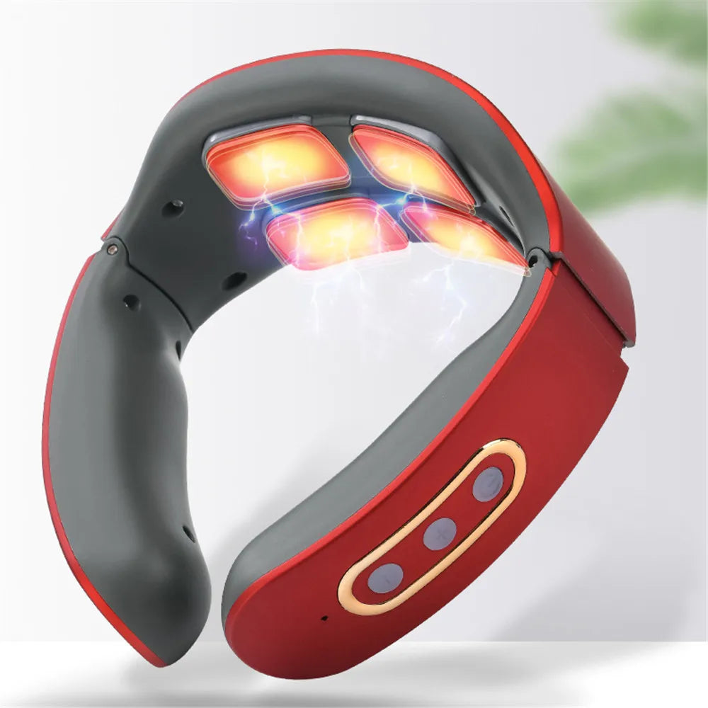 Electric Neck and Shoulder Pulse Massager 6 Mode 9 Levels Adjustable Cervical Vertebra Relax Pain Relief Kneading Machine Beauty World Shop