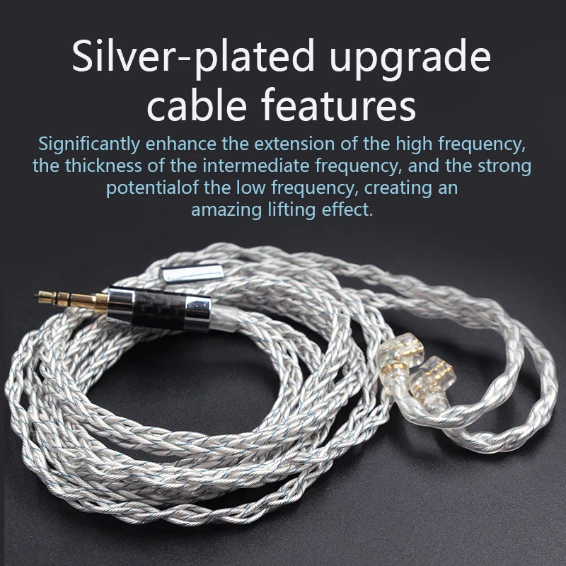 KZ 8 Core Silver Blue Hybrid 784 cores Silver plated Upgrade Cable Earphones Cable For KZ ZS10 PRO ZSN PRO ZSX DQ6 ZAX ASX ASF