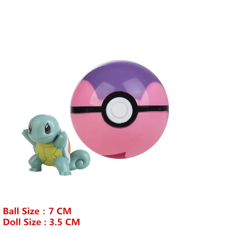 Pokemon Pokeball With Cartoons Movie Anime Figure Pikachu Charmander Eevee Squirtle Vulpix Quality Pet Action Model Toys Gifts Beauty World Shop