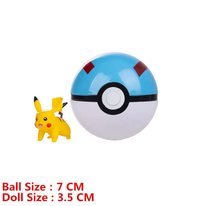 Pokemon Pokeball With Cartoons Movie Anime Figure Pikachu Charmander Eevee Squirtle Vulpix Quality Pet Action Model Toys Gifts Beauty World Shop