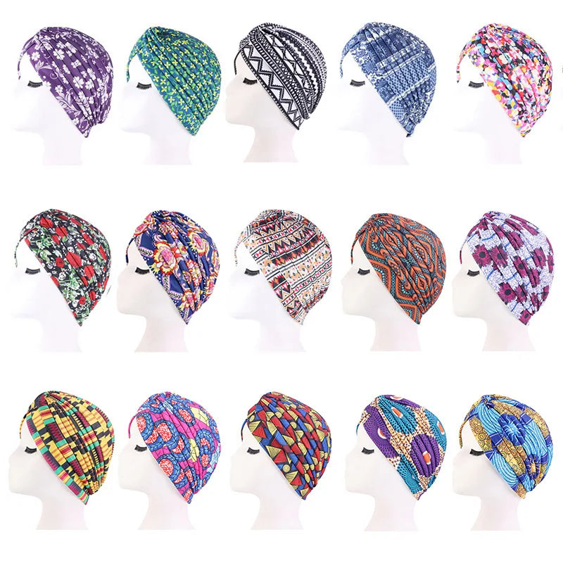 New Knotted Ruffle Turban Ladies Soft Headscarf Casual Streetwear Female Muslim Hijab Indian Hats Cancer Chemo Cap Turbante Beauty World Shop