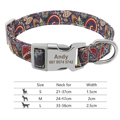 Adjustable Nylon Dog Collar Personalized Dogs Cat ID Collars With Engraved Name Buckle Anti-lost for Small Medium Large Dogs Beauty World Shop