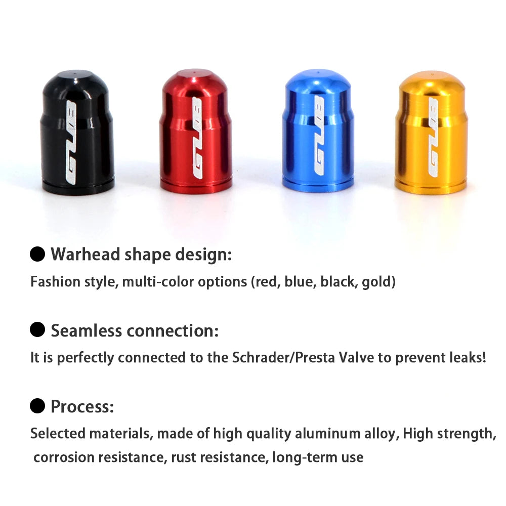 2pcs GUB Aluminum CNC Bicycle Tire Valve Cap MTB Road Bike Tube Tyre Gas Nozzle Cover for AV FV Schrader Presta Valve Dustproof Beauty World Shop