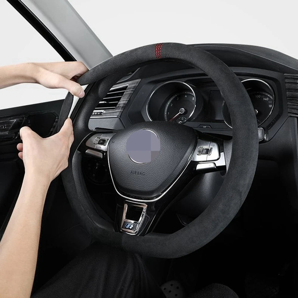 38cm Suede Leather Car Steering Wheel Cover Wear-Resistant For BMW E90 F01 F06 F10 F15 F16 F20 F21 F25 F26 F30 F32 F82 M3 G20 X5 Beauty World Shop