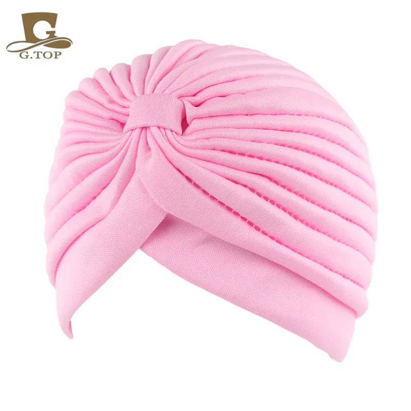 New Knotted Ruffle Turban Ladies Soft Headscarf Casual Streetwear Female Muslim Hijab Indian Hats Cancer Chemo Cap Turbante Beauty World Shop