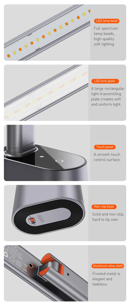 Baseus LED Desk Lamp Eye Protection Study Dimmable Office Light Foldable Table Lamp Smart Adaptive Brightness Bedside Read Lamp Beauty World Shop