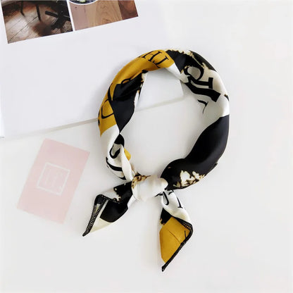 Square Scarf Hair Tie Band For Business Party Women Elegant Small Vintage Skinny Retro Head Neck Silk Satin Scarf Beauty World Shop