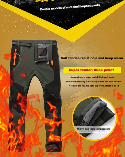LNGXO Thick Warm Fleece Hiking Pants Men Winter Waterproof Windproof Outdoor Soft Shell Rain Trousers Trekking Camping Ski Pants Beauty World Shop