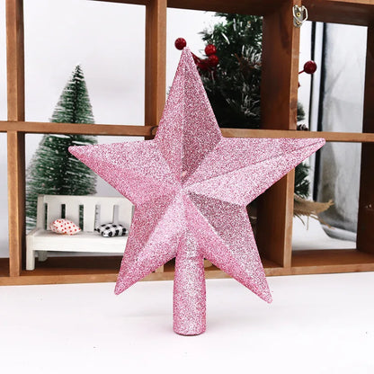 15/20cm Christmas Tree Top Star Merry Christmas Decorations for Home Shiny Gold Powder Five-pointed Star New Year's Ornament Beauty World Shop