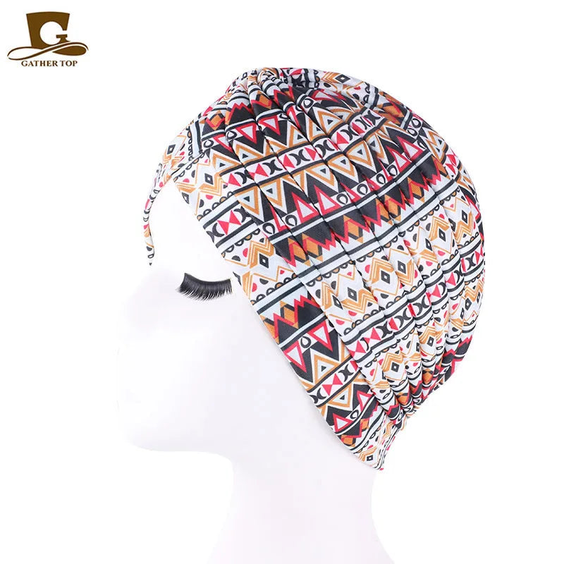New Knotted Ruffle Turban Ladies Soft Headscarf Casual Streetwear Female Muslim Hijab Indian Hats Cancer Chemo Cap Turbante Beauty World Shop