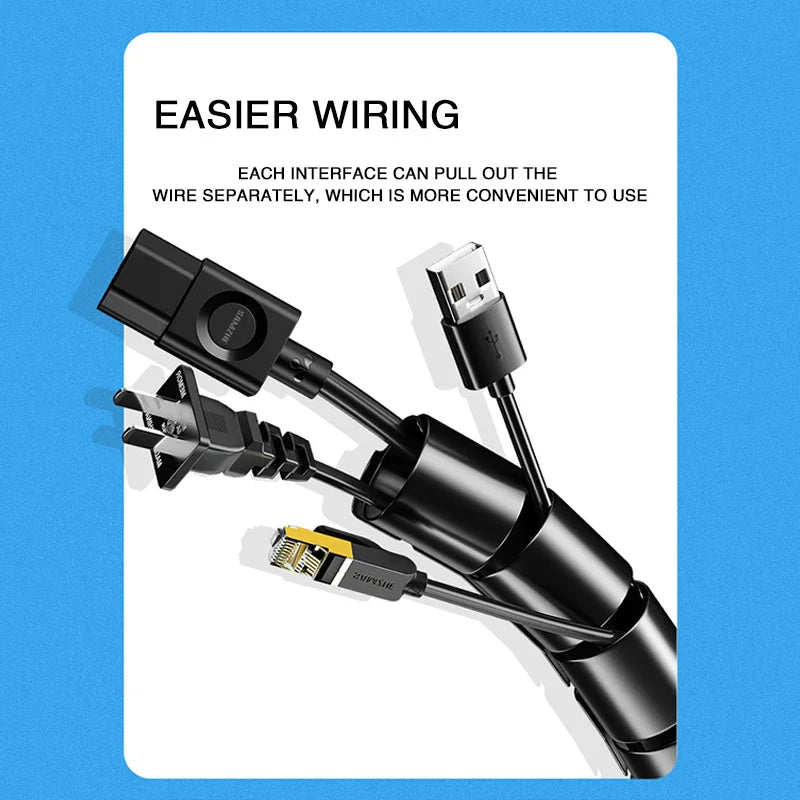 2M 16/10mm Flexible Spiral Cable Wire Protector Cable Organizer Computer Cord Protective Tube Clip Organizer Management Tools Beauty Fashion