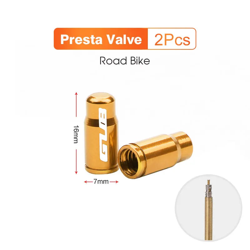 2pcs GUB Aluminum CNC Bicycle Tire Valve Cap MTB Road Bike Tube Tyre Gas Nozzle Cover for AV FV Schrader Presta Valve Dustproof Beauty World Shop