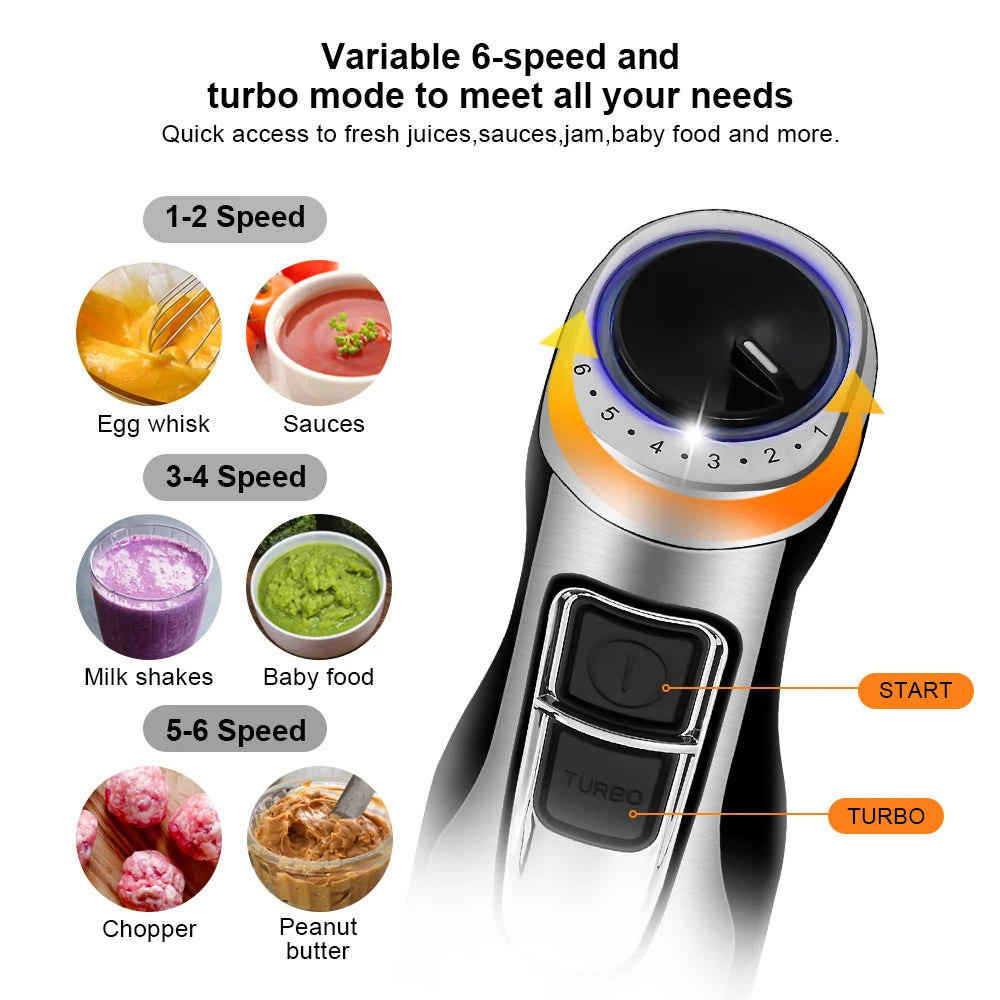 BioloMix 4 in 1 High Power 1200W Immersion Hand Stick Blender Mixer Includes Chopper and Smoothie Cup Stainless Steel Ice Blades Beauty World Shop