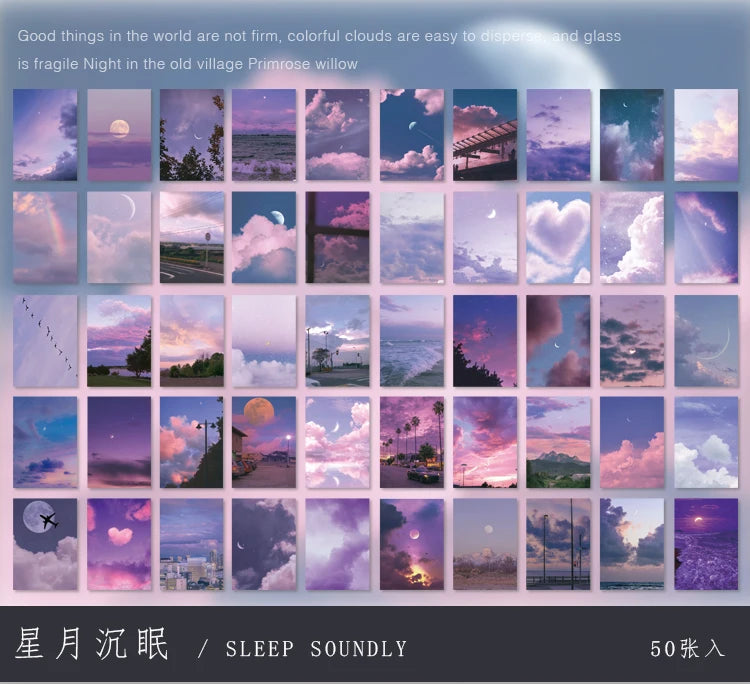 Yoofun 50 Sheets Natural Scenery&Art Paintings Stationery Stickers Book Aesthetic Landscape Cute Scrapbooking Planner Journaling Beauty World Shop