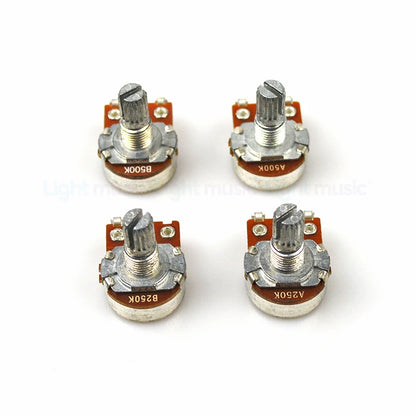 2pcs A500K B500K A250K B250K Potentiometer Splined Small Pot Electric Guitar Bass Effect Amp Tone Volume 15mm 18mm Shaft Parts Beauty World Shop