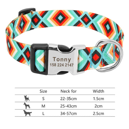 Adjustable Nylon Dog Collar Personalized Dogs Cat ID Collars With Engraved Name Buckle Anti-lost for Small Medium Large Dogs Beauty World Shop