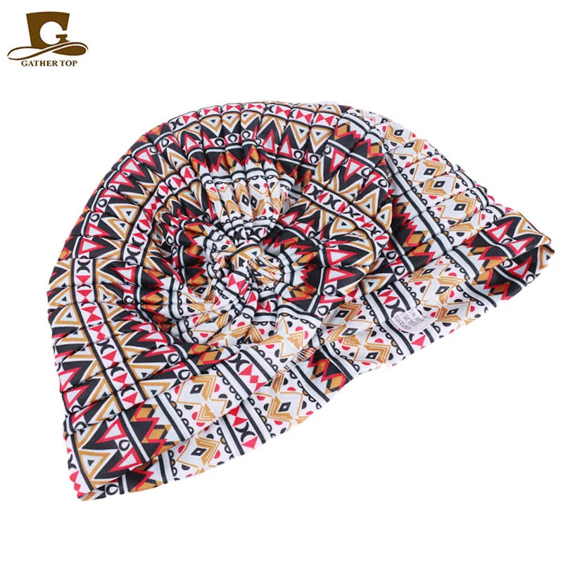 New Knotted Ruffle Turban Ladies Soft Headscarf Casual Streetwear Female Muslim Hijab Indian Hats Cancer Chemo Cap Turbante Beauty World Shop