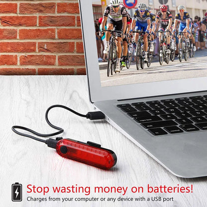 Bicycle Rear Lights USB Rechargeable Bike Tail Light Cycling Taillights Flashing 4 Modes for Night Riding Bike Light Back Lamp Beauty World Shop