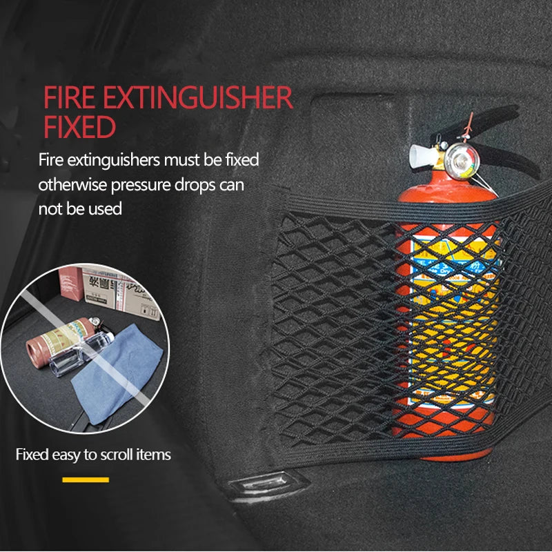 Car Trunk Mesh Organizer Car Tail Storage Net Seat Back Pocket Universal Trunk Bag Auto Magic Tape Network Interior Accessories Beauty World Shop