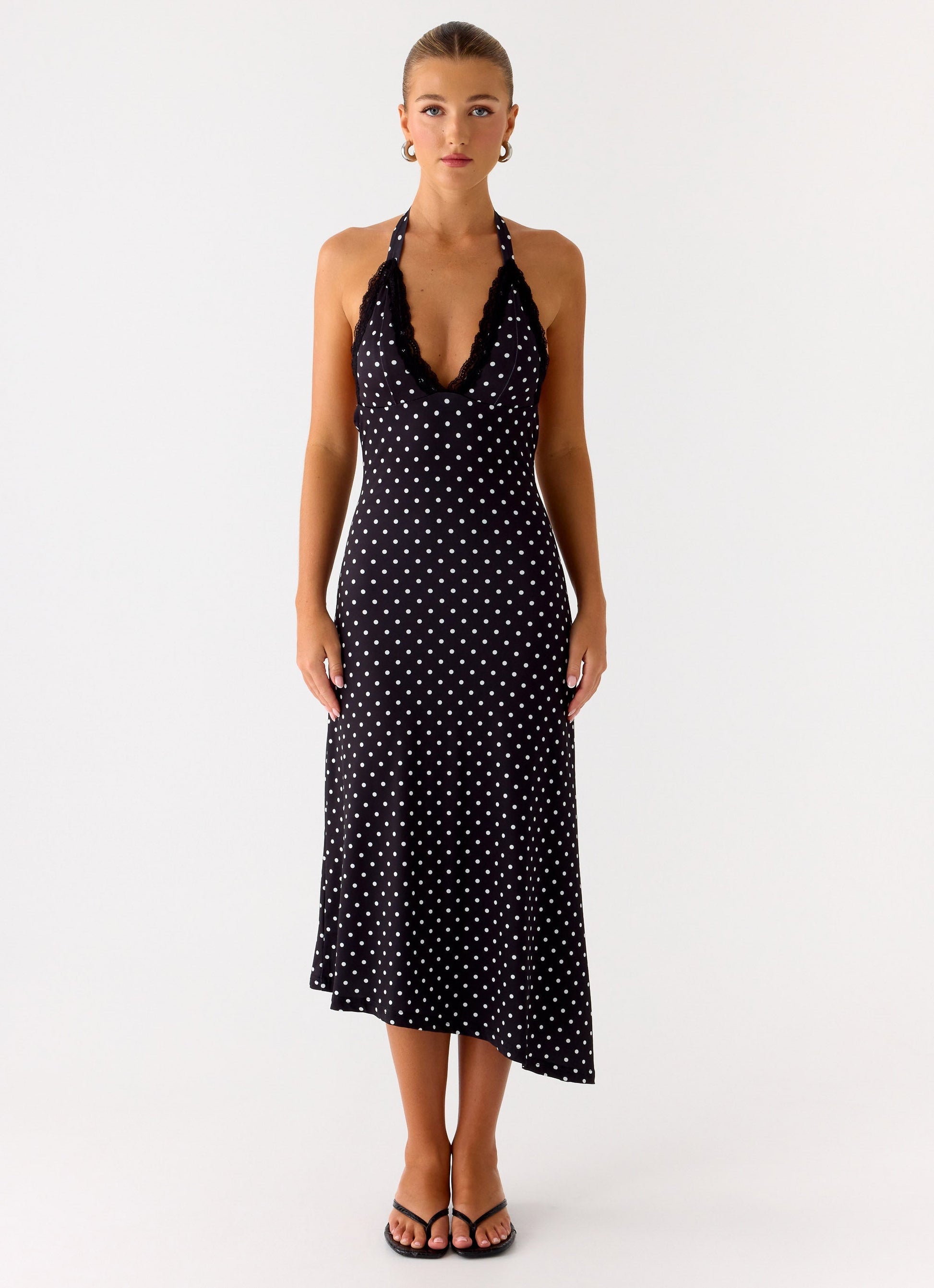Illuminate Halter Midi Dress - Black Polkadot Peppermayo Exclusive