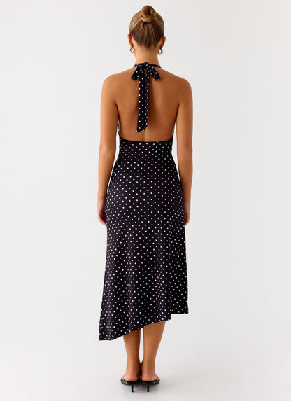 Illuminate Halter Midi Dress - Black Polkadot Peppermayo Exclusive