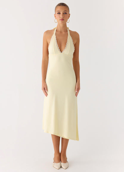 Illuminate Halter Midi Dress - Butter Yellow Peppermayo Exclusive