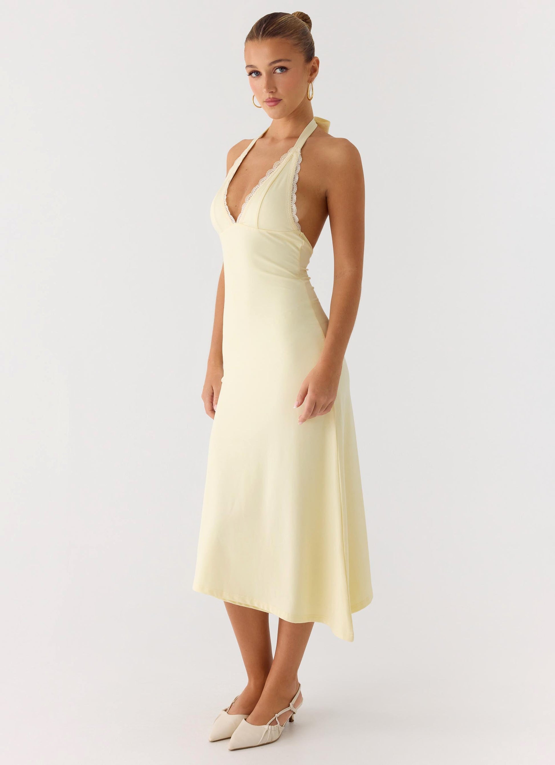 Illuminate Halter Midi Dress - Butter Yellow Peppermayo Exclusive