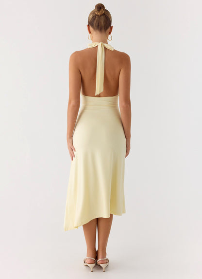 Illuminate Halter Midi Dress - Butter Yellow Peppermayo Exclusive