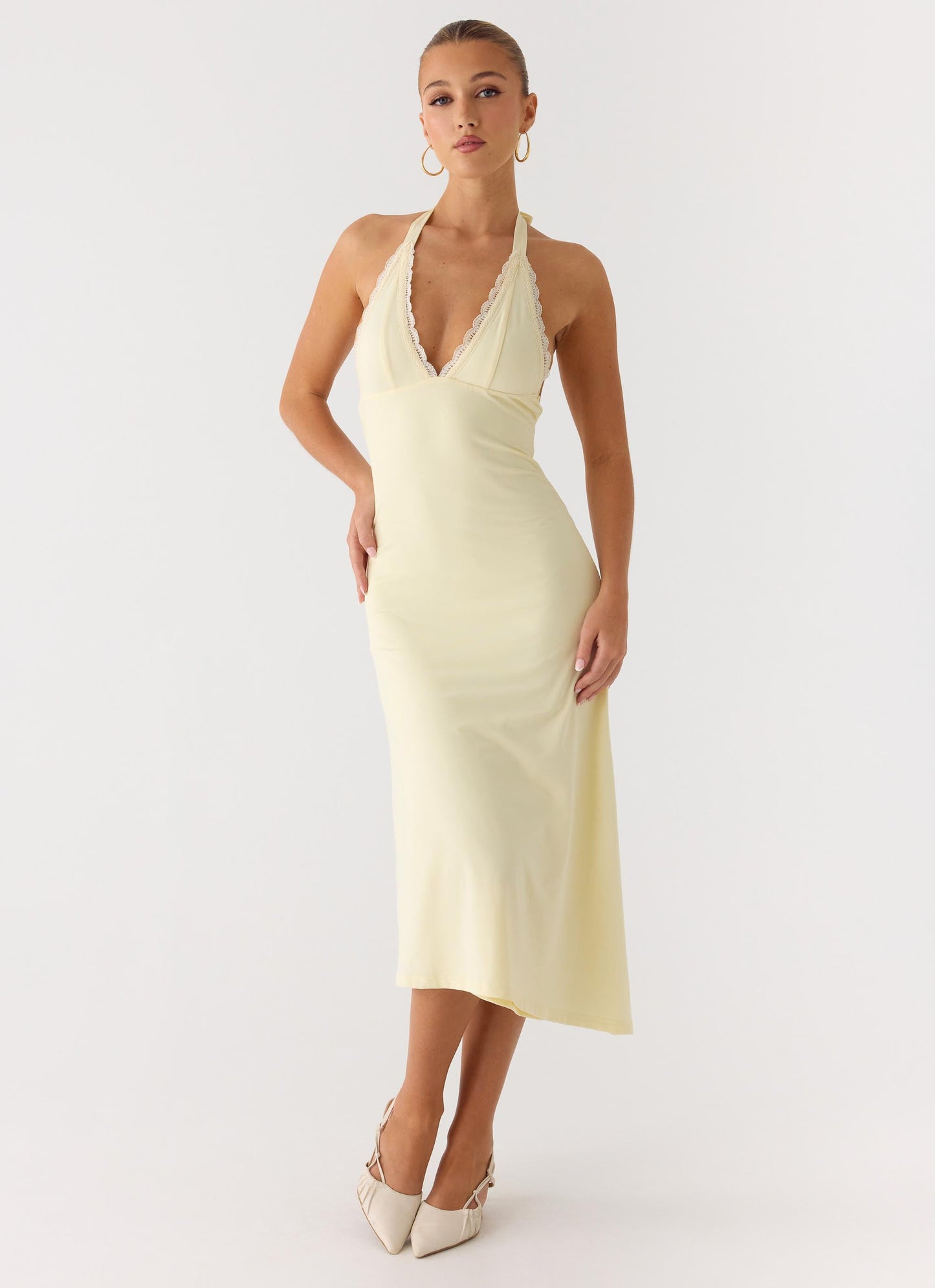 Illuminate Halter Midi Dress - Butter Yellow Peppermayo Exclusive