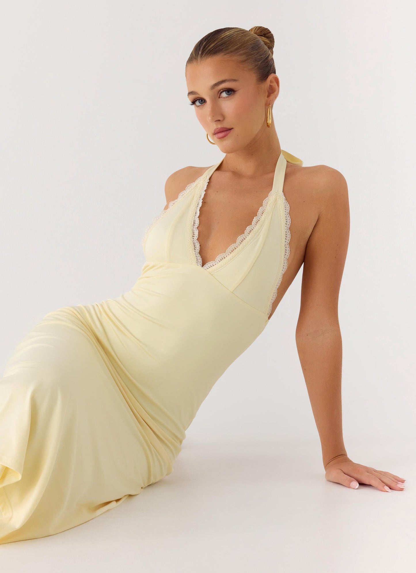 Illuminate Halter Midi Dress - Butter Yellow Peppermayo Exclusive