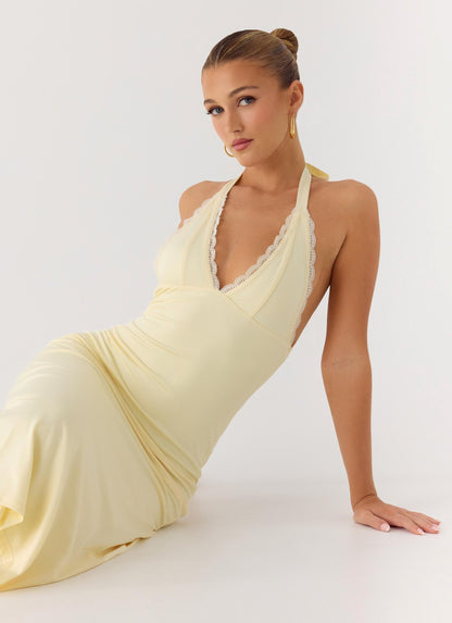 Illuminate Halter Midi Dress - Butter Yellow Peppermayo Exclusive