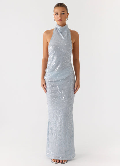 Kaida Sequin Maxi Dress - Misty Blue Peppermayo Exclusive