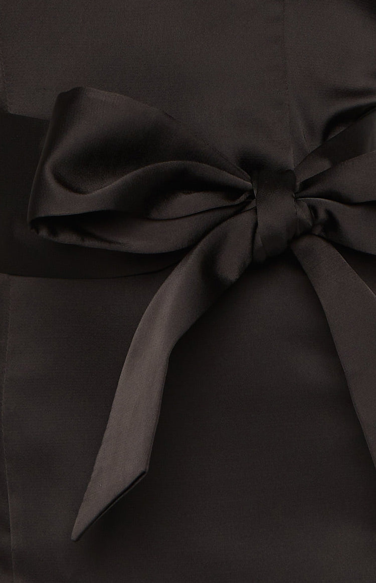 Kamie Black Satin Bow Mini Dress BB Exclusive