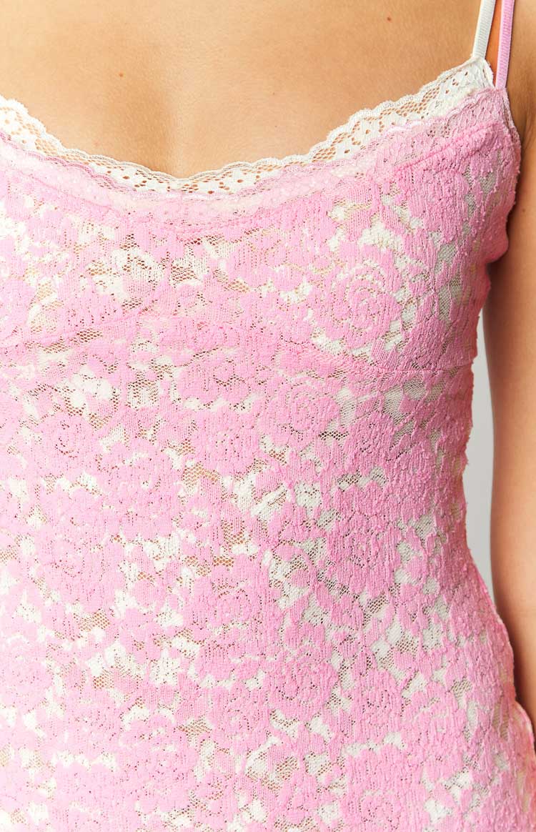 Katalina Pink And White Lace Mini Dress BB Exclusive