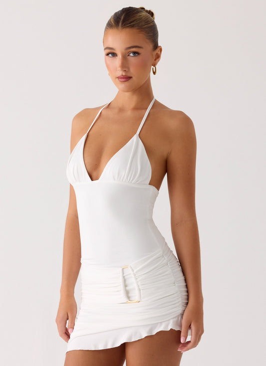 Keep A Beat Mini Dress - Ivory Peppermayo Exclusive