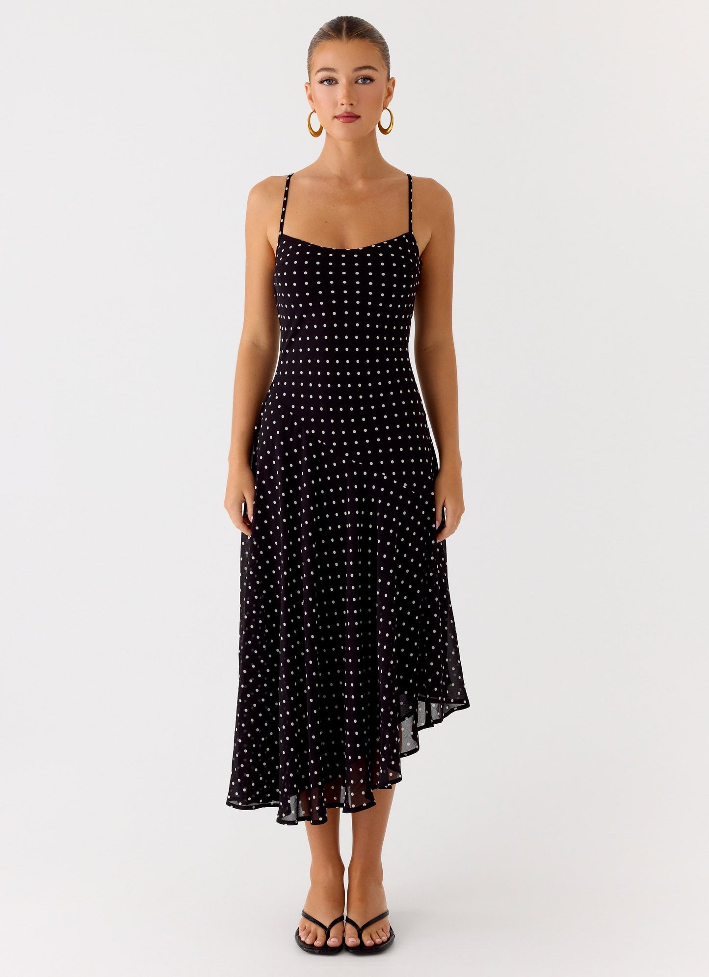 Keep You Waiting Midi Dress - Black Polkadot Peppermayo Exclusive