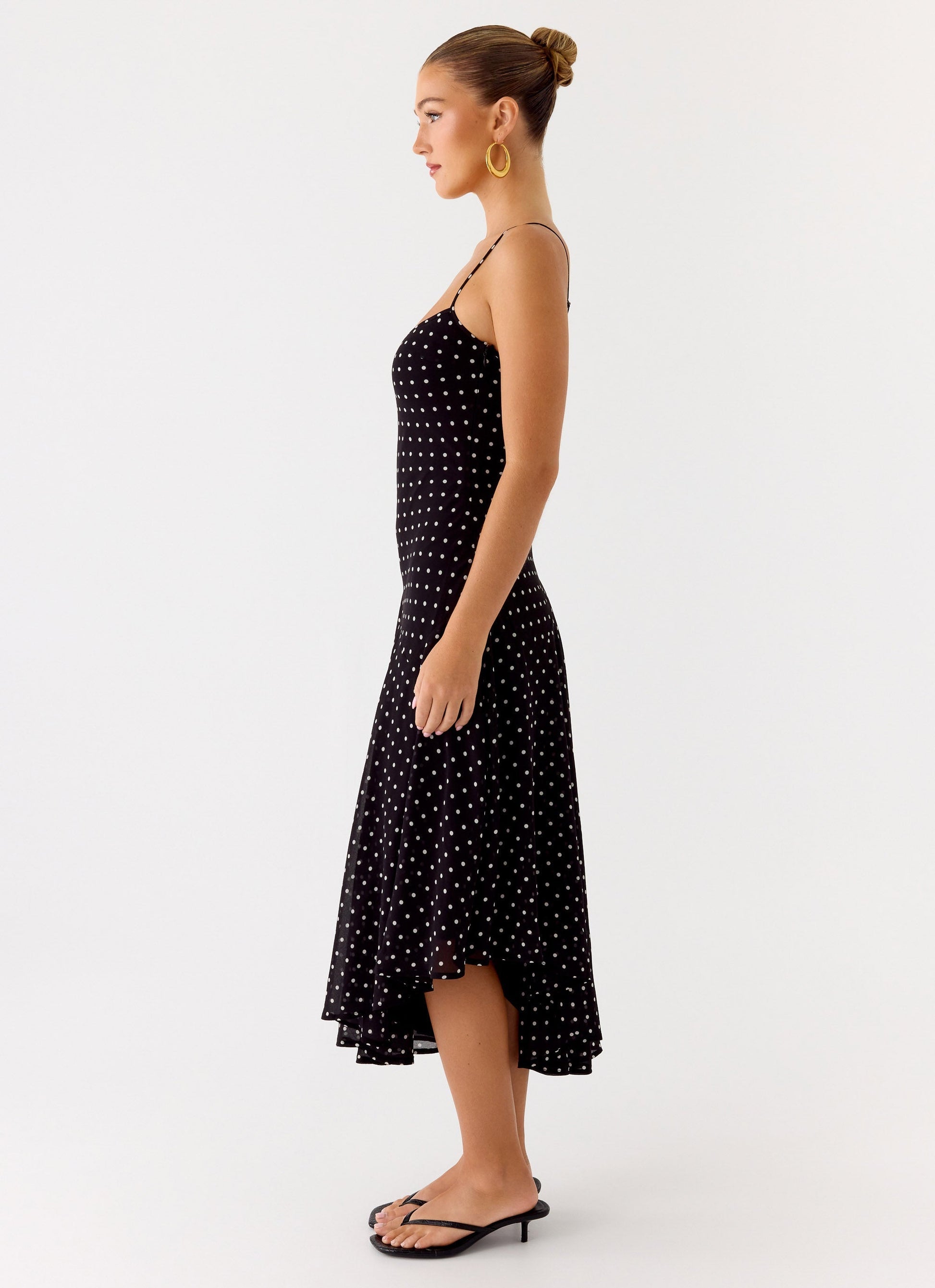 Keep You Waiting Midi Dress - Black Polkadot Peppermayo Exclusive
