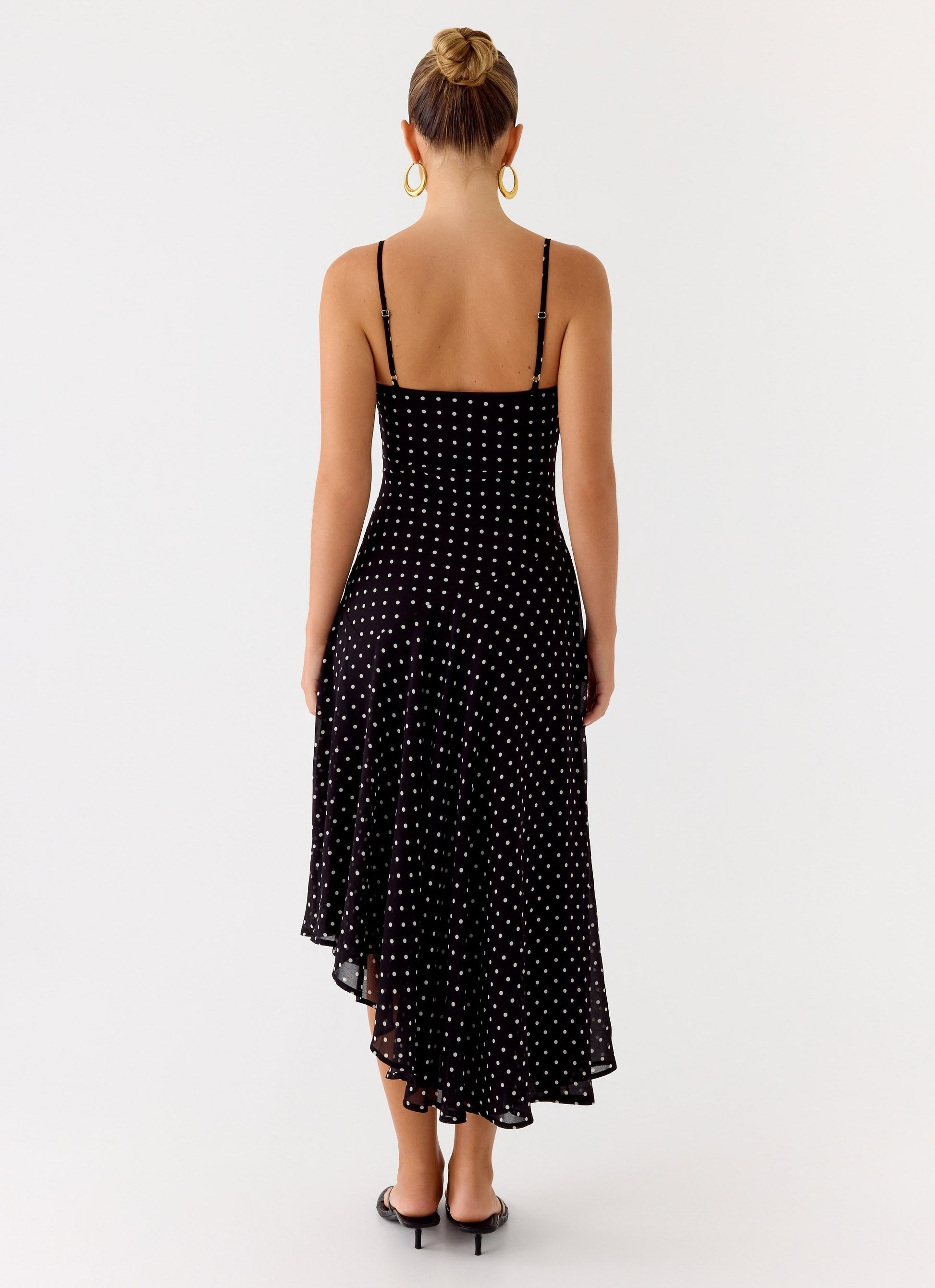 Keep You Waiting Midi Dress - Black Polkadot Peppermayo Exclusive