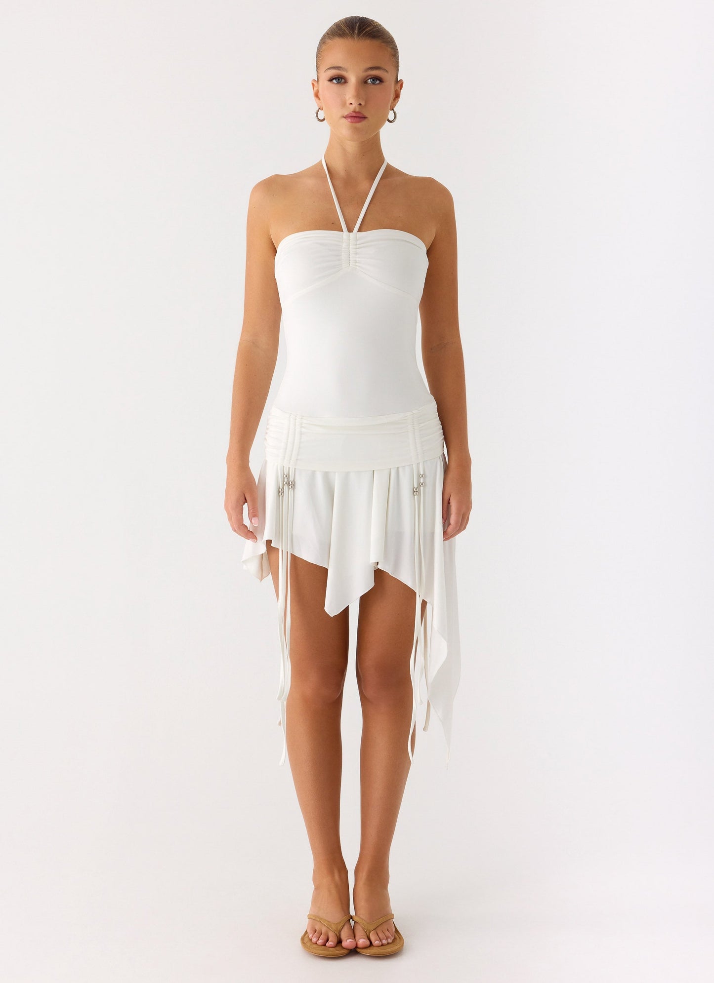 Khalida Jersey Halter Mini Dress - White Peppermayo Exclusive