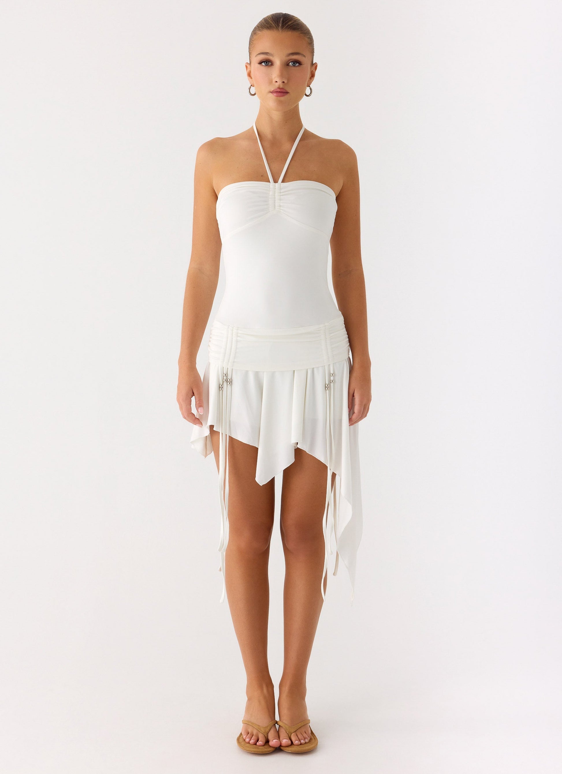 Khalida Jersey Halter Mini Dress - White Peppermayo Exclusive