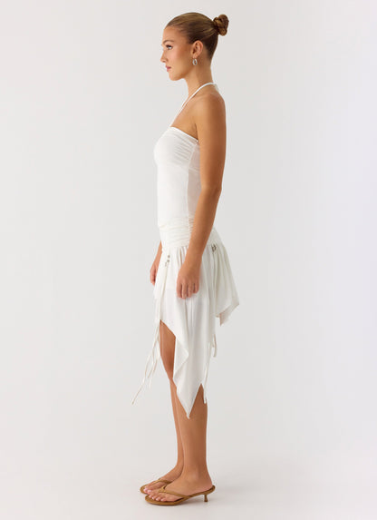 Khalida Jersey Halter Mini Dress - White Peppermayo Exclusive