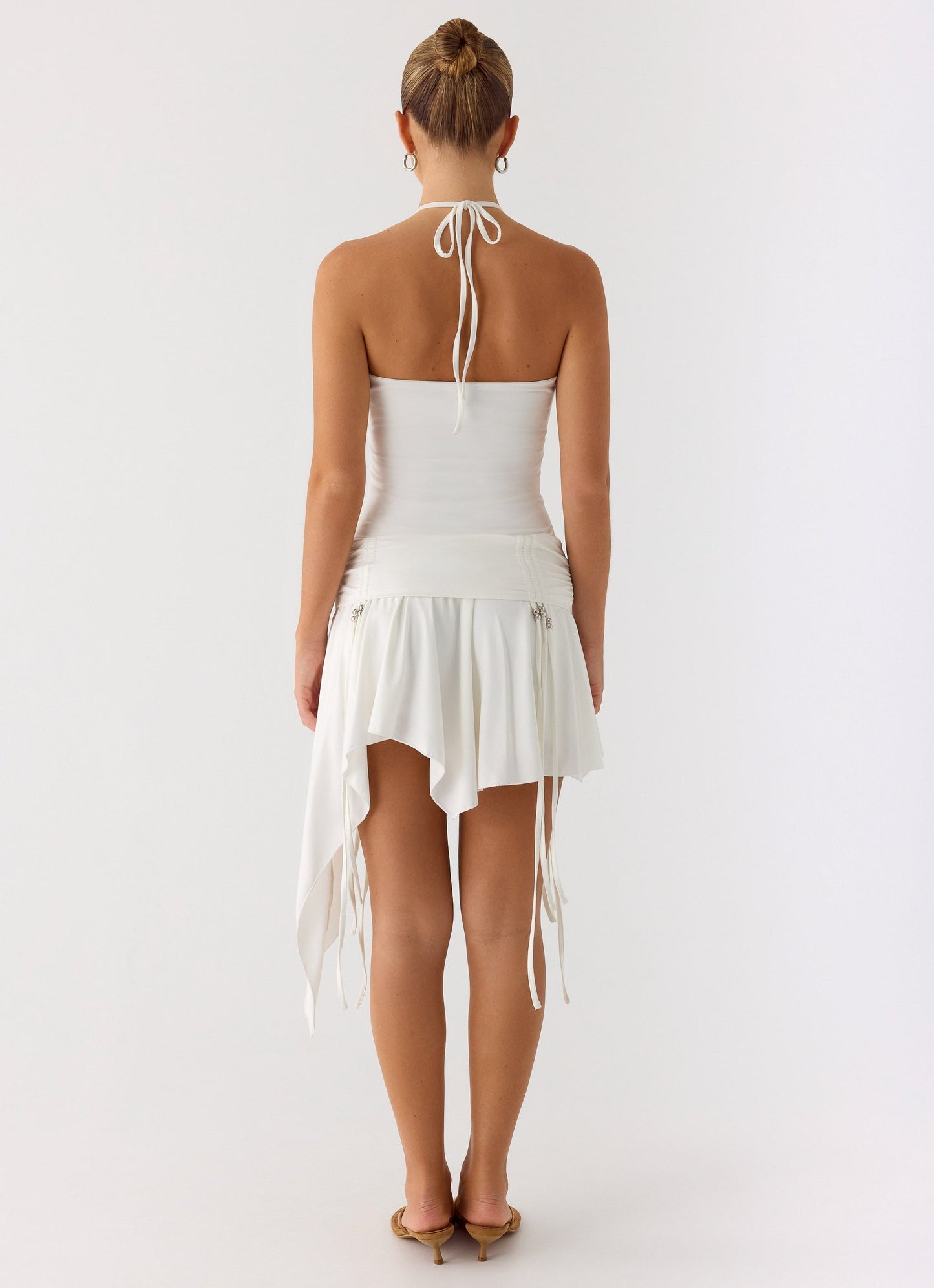 Khalida Jersey Halter Mini Dress - White Peppermayo Exclusive