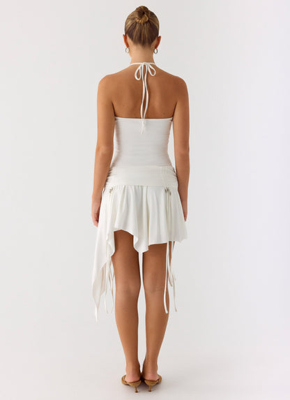 Khalida Jersey Halter Mini Dress - White Peppermayo Exclusive